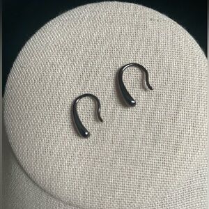 Tiny Black Teardrop Hook Earrings – Minimalist
